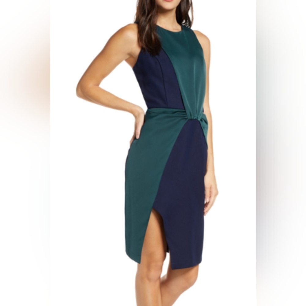 Harlyn Colorblock Drape Cocktail Dress